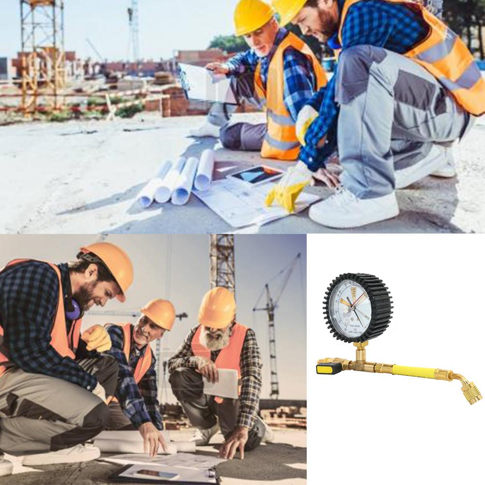 1/4 NPT Air Conditioning Pressure Gauge Refrigeration Pressure Mater Nitrogen Pressure Maintaining Tester Tool -1 to 60Bar