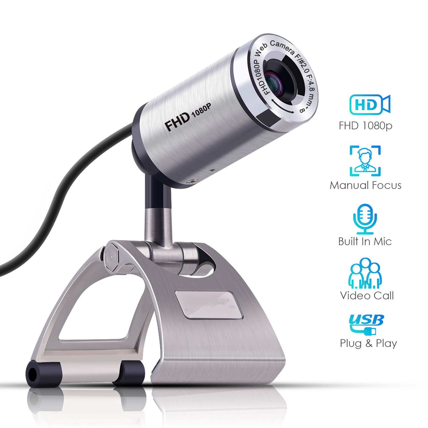 HD 1080P USB Webcam 2.0 30 FPS Autofocus PC Web Camera con microfono per Computer Skype Gaming Webcam videoconferenza live