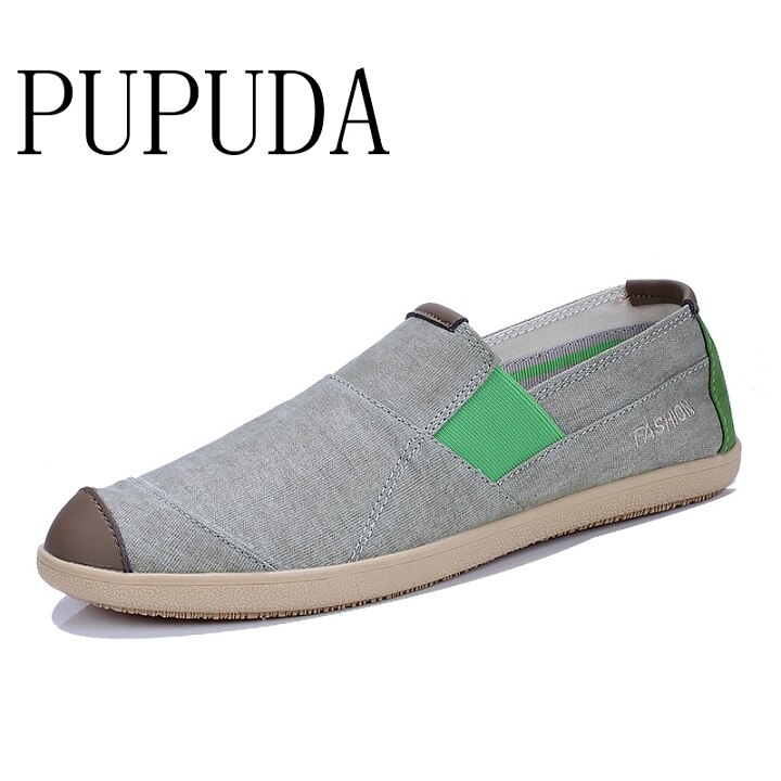 Pupuda ademende casual schoenen voor heren, comfortabele instappers, espadrilles voor heren, lichtgewicht sneakers voor heren, canvas schoenen voor heren: Grijs / 9