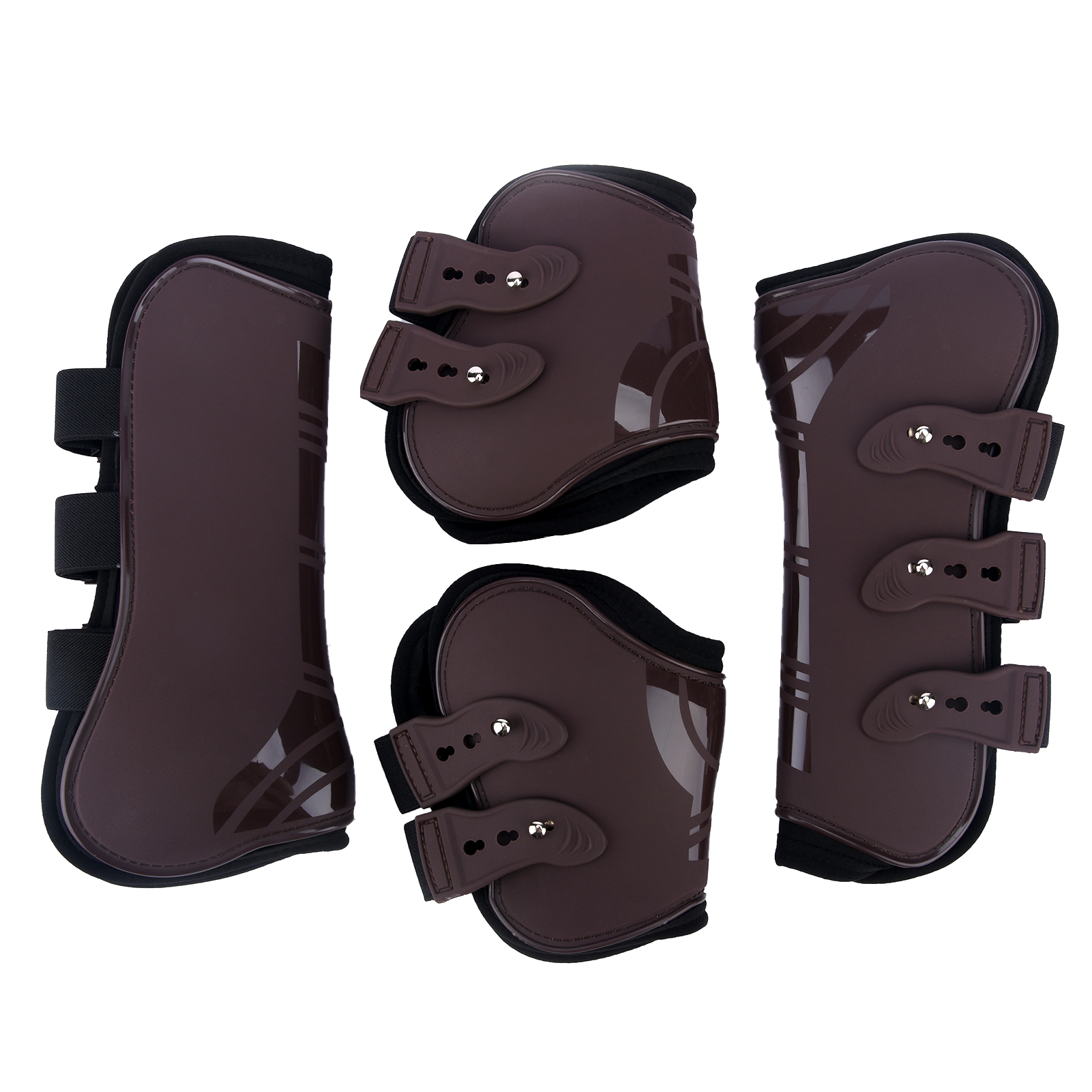 Training Front Hind Practical Outdoor Equestrian Farm Protection Wrap Guard Riding Brace Adjustable Horse Leg Boots Durable: Brown M