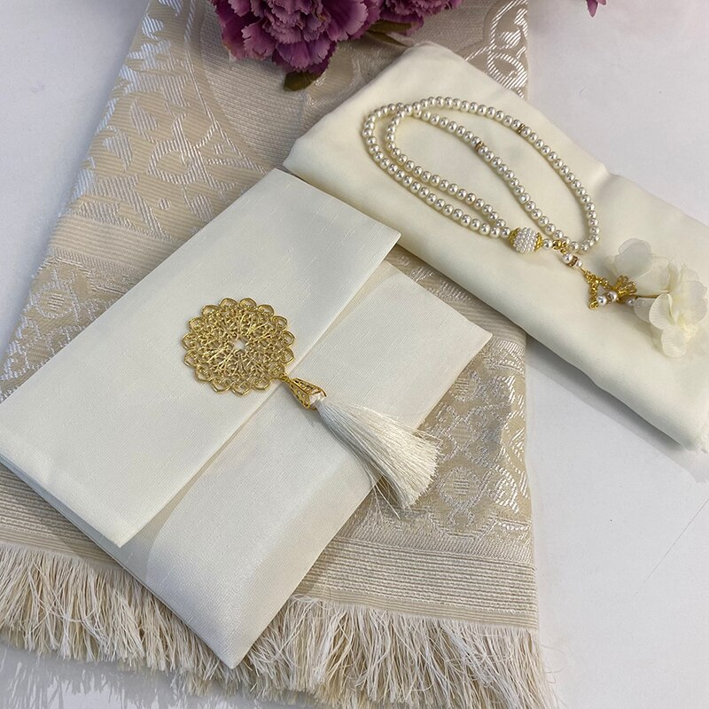 Ensemble de islamiques, tapis de prière blanc, en velours, livre Yaseen Tasbeeh, châle, faveurs du Coran, fête des mères musulmanes, Ramadan