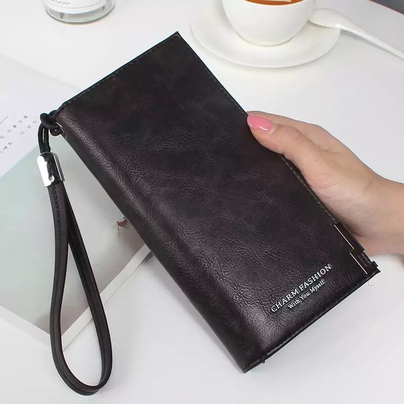 2020 kobiet portfel opaska skórzana szczyt damski jakości długie etui na karty kredytowe organizator torebka panie sprzęgła portfel Carteras: czarny