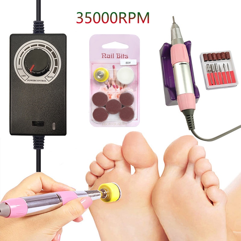 35000RPM Electric Pedicure Drill Machine Manicure Drill Salon Powerful Foot File Heels Dead Skin Callus Remove Feet Clean Tool