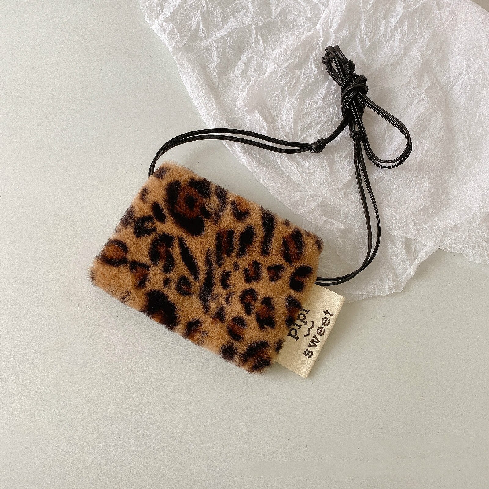 Bonito menina mini pures e sacos outono inverno kawaii criança moeda carteira de pele do falso do bebê meninas crossbody sacos da criança bolsa: leopard