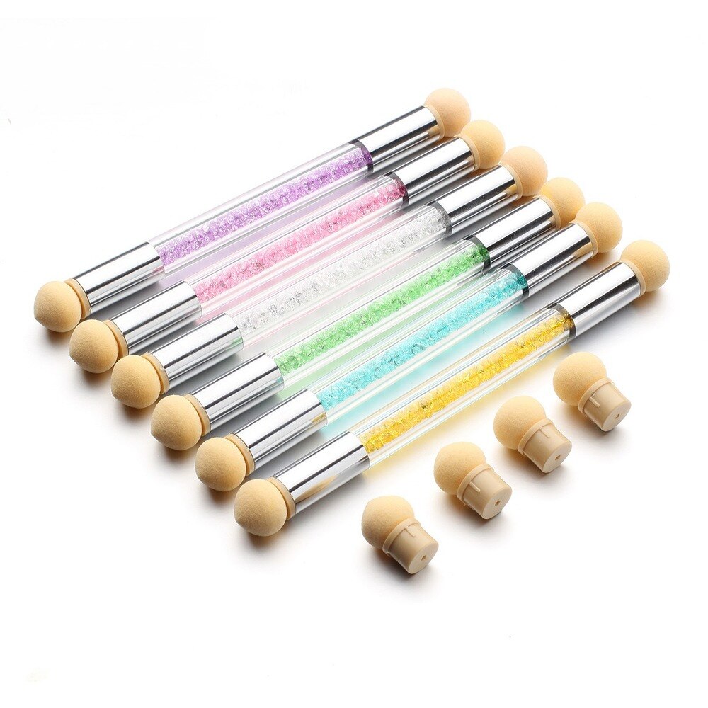 Pincel degradado para manicura francesa, herramienta de Arte de uñas + 4 esponjas para uñas, Pluma de grabado en relieve, herramientas de pintura acrílica degradada, color aleatorio, 1 ud.