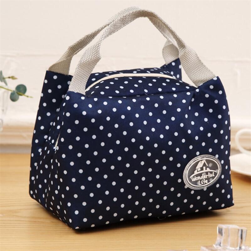 Portable Lunch Bag Thermal Insulated Lunch Box Tote Cooler Bag Bento Pouch Lunch Container School Food Storage Bags: dark blue 3