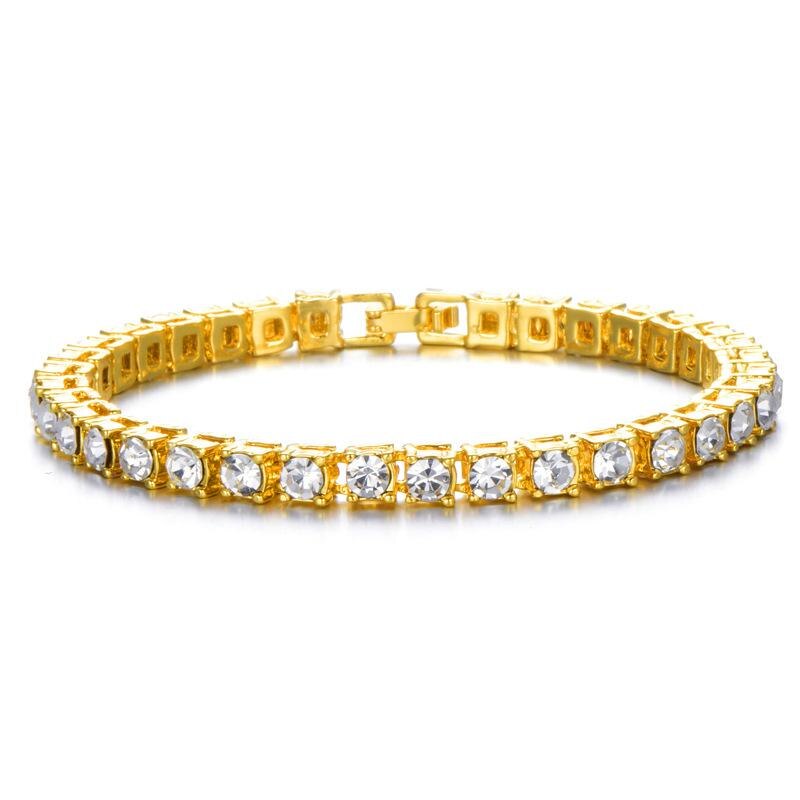 Fascino Aaa Rotonda Cubic Zirconia Bracciale Tennis Per Le Donne/degli uomini di 8/9/7 pollici 1 Fila di Cristallo catena d'oro/nero di Hip Hop Dei Monili di Cerimonia Nuziale: gold / 6inch