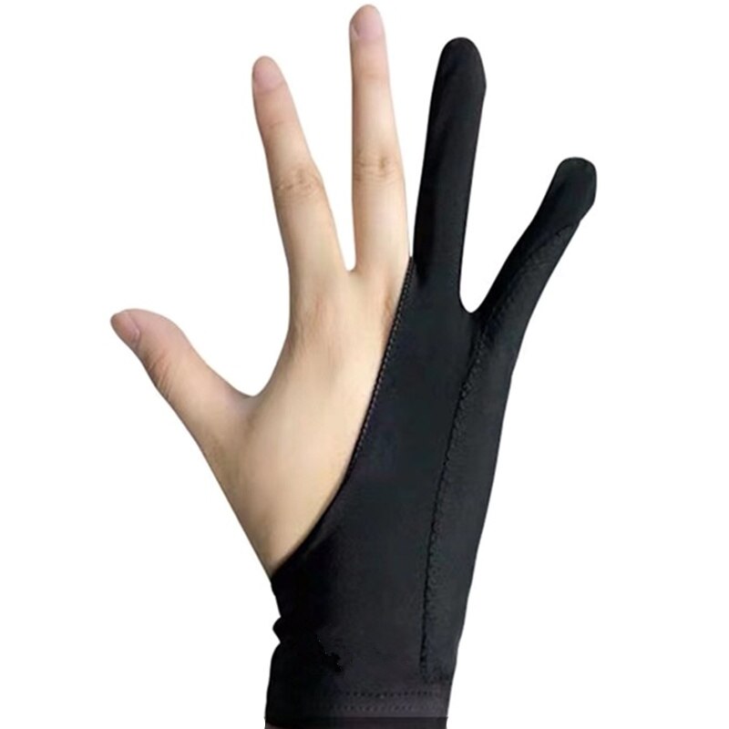 Anti-Touch Calligraphy Tablet Hand-Painted Digital Drawing Board Double Layer 2 Finger Gloves Unisex Sketch Children: Black double