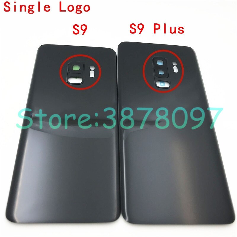 Neue Für Samsung Galaxy S9 G960F & S9 Plus G965 S9 + Zurück Batterie Abdeckung Tür Hinten Gehäuse Fall Ersetzen + hinten Kamera Glas Objektiv + Logo