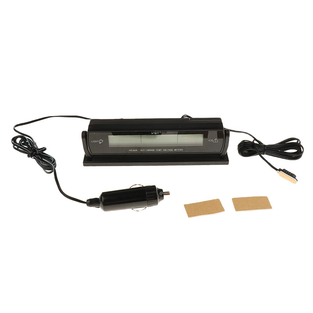 Car Voltage Monitor Meter Temperature Thermometer Battery Alarm Clock Display