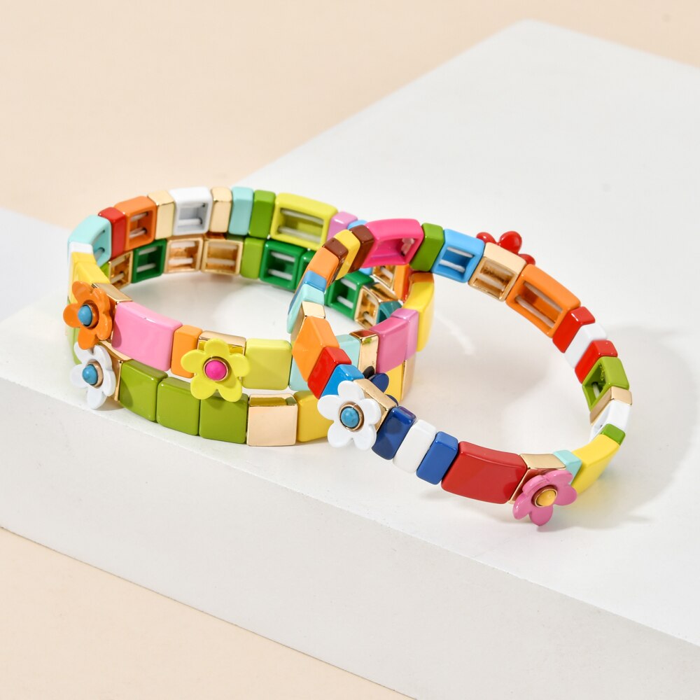 Bloem Stretch Brede Armband Vrouwen Lente Leuke Manchet Mode Bruiloft Bruids Sieraden Kleur Huis Tuin Femme Kersenbloesem