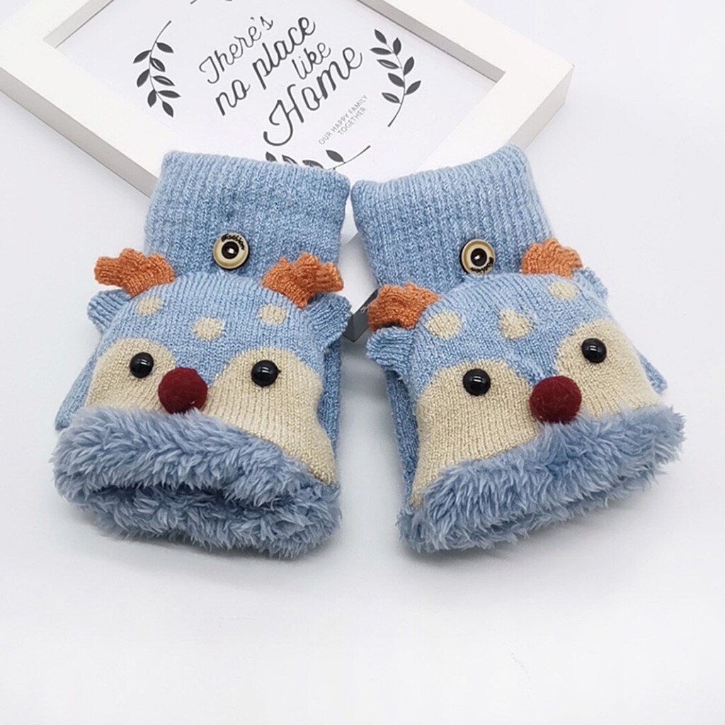 25#  kinder winter kerst handschoenen halve vinger gewei converteerbare flip top handschoenen zonder vingers handschoenen