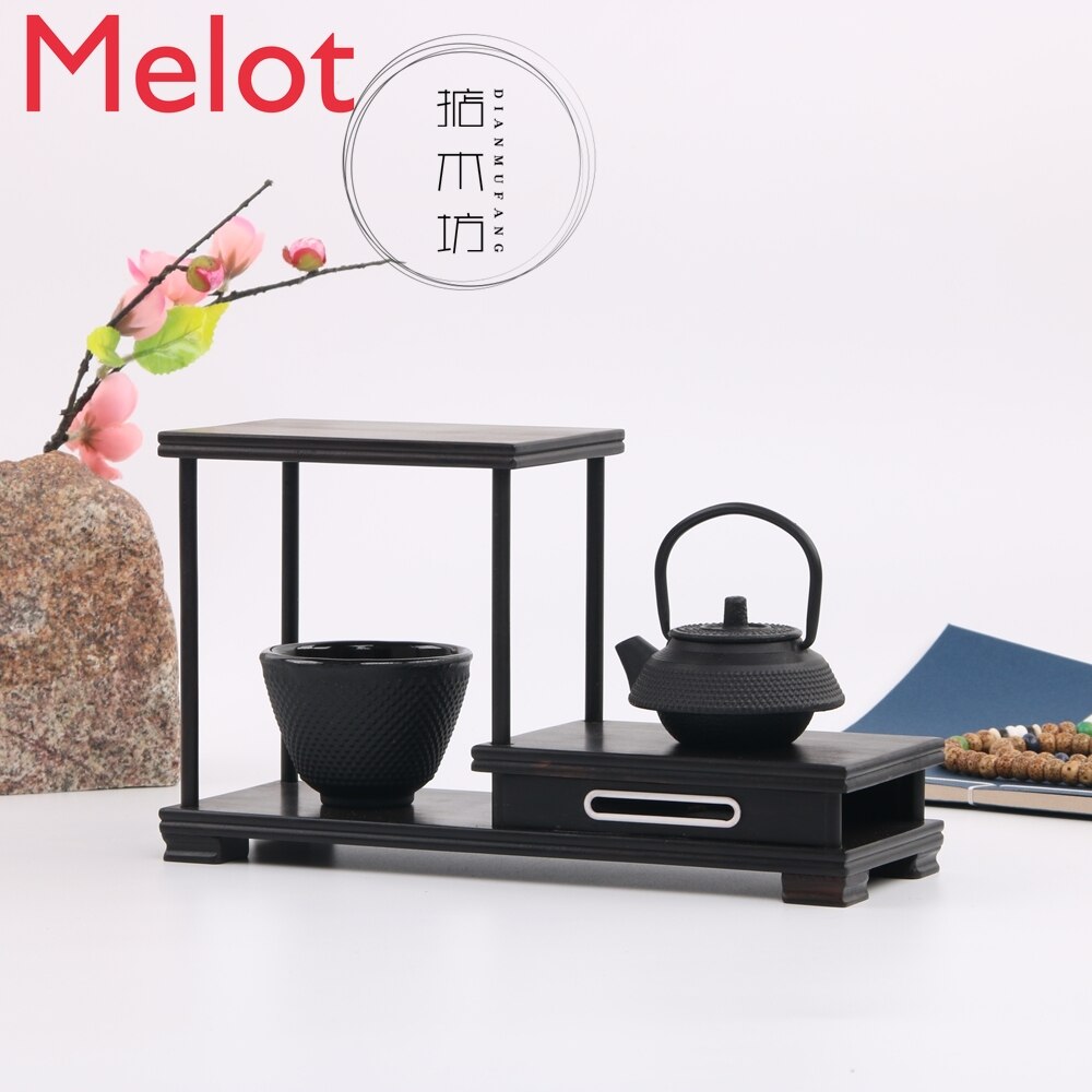 Rosewood Arts Crafts Tea Pot Holder Small-sized Oriental Ancient Charm Antique-and-curio Shelves Tea Pot Frame