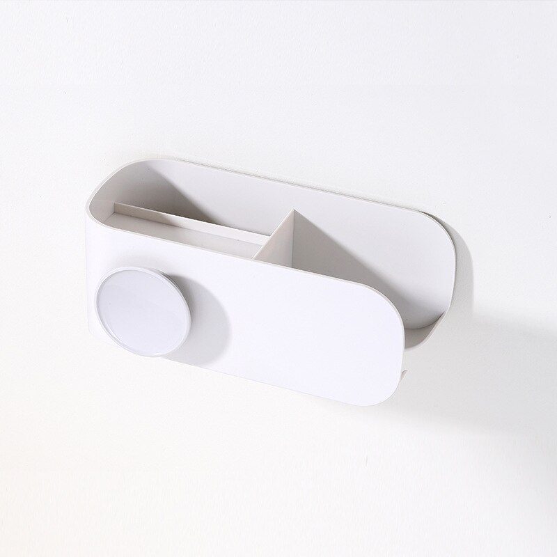 Wall-Mounted Hair Dryer Holder Rack Plastic PP Storage Shelf Basket Shower Caddy Kitchen Bathroom Organizer Hair Dryer Rack: B-White