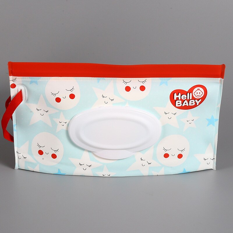 Eco-Friendly Baby Wipes Box Wet Wipe Box Snap Strap Cleaning Wipes Carrying Bag Clamshell Cosmetic Pouch Wipe Container Case