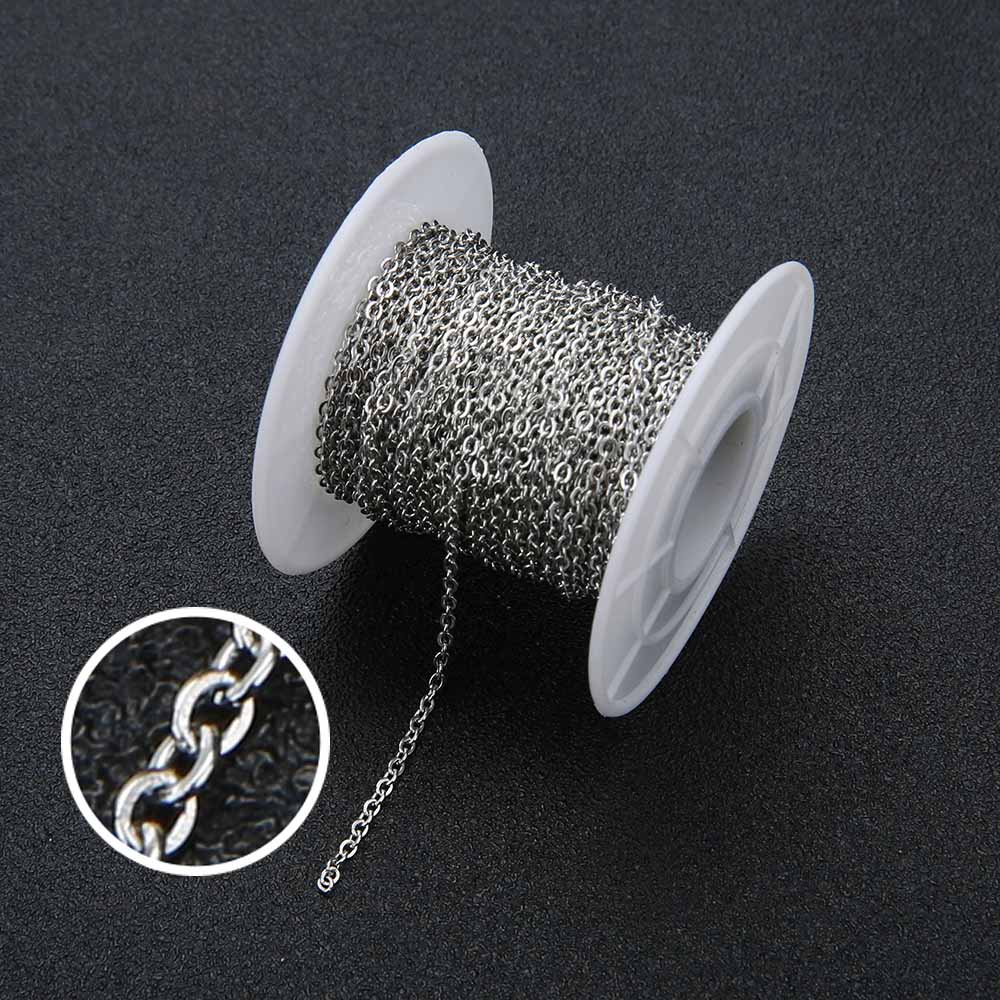 10 Yards/roll Stainless Steel Silver Tone 1mm 1.5mm 2mm 2.5mm 3mm Cross Link Bulk Chain for DIY Jewelry Making Findings Crafts