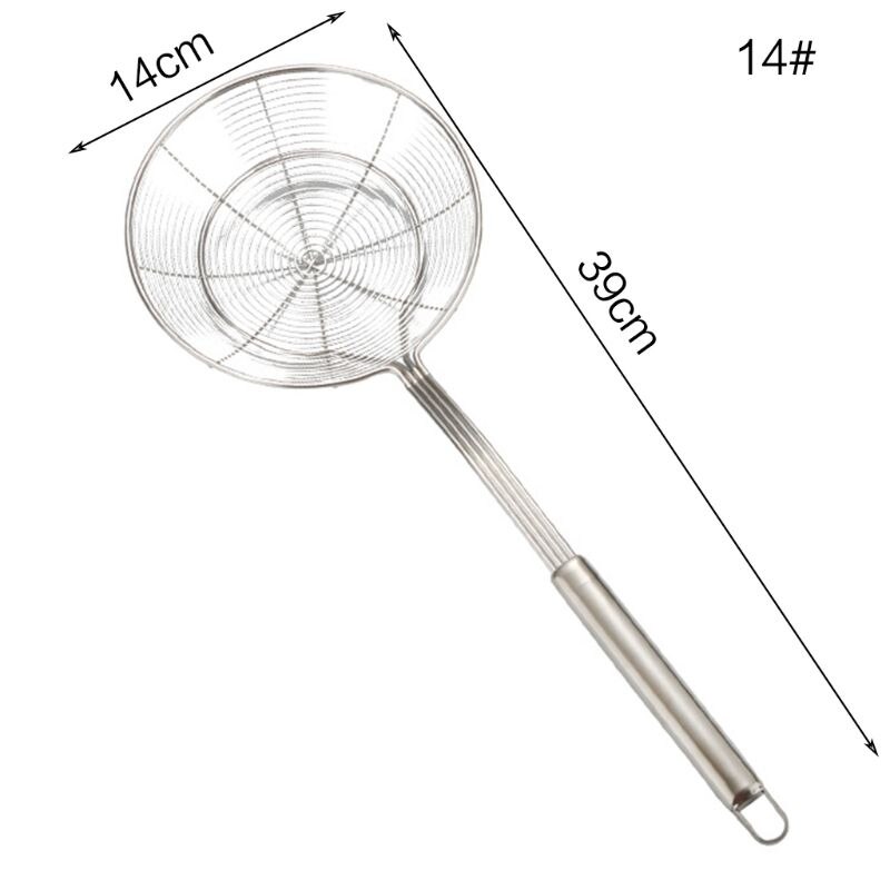 Spider Strainer Stainless Steel Skimmer Ladle Food Frying Spoon With Long Handle For Home Kitchen Fried Kitchen Restaurant JUN06: 9FF200256-14