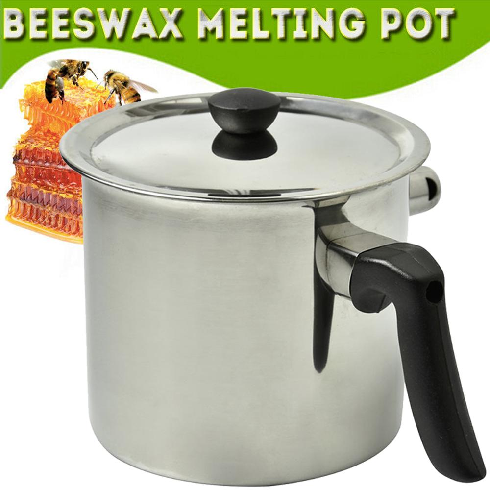 Pokich Bee Wax Melting Pot Stainless Steel Pouring Pot Honey Tool Silver Durable Beekeeping Melting Equipment Set Melting Tank