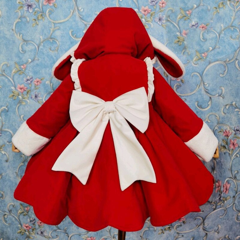 Abrigo de Lotia roja para niña, Parka con capucha de conejo de Pascua para niño, ropa de abrigo gruesa de manga larga, chaquetas de princesa para Año