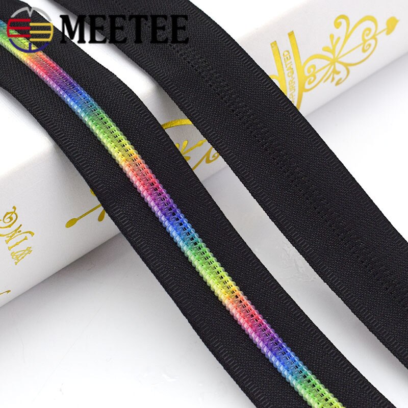 Meetee 2M/5M/10M 5 # Nylon Gekleurde Tand Rits Zwart Wit Doek Code Laden rits Diy Thuis Textiel Zak Naaien Accessoires
