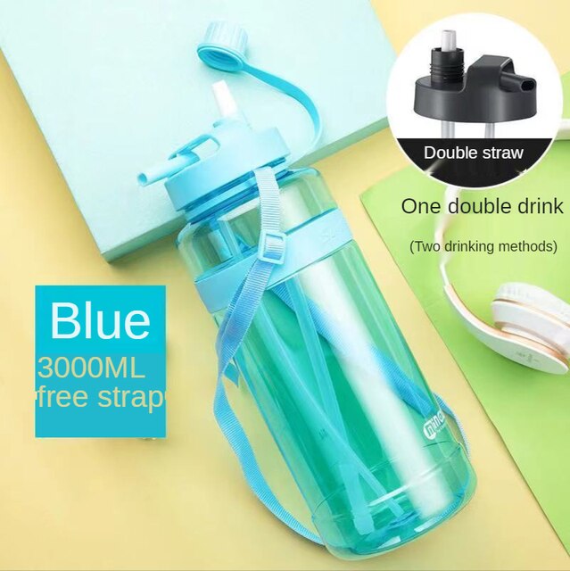 1L 2L 3L Large Capacity Sports Water Bottle Portable Debris Water Cup With Straw Outdoor Camping Picnic Climbing Water Bottle: L