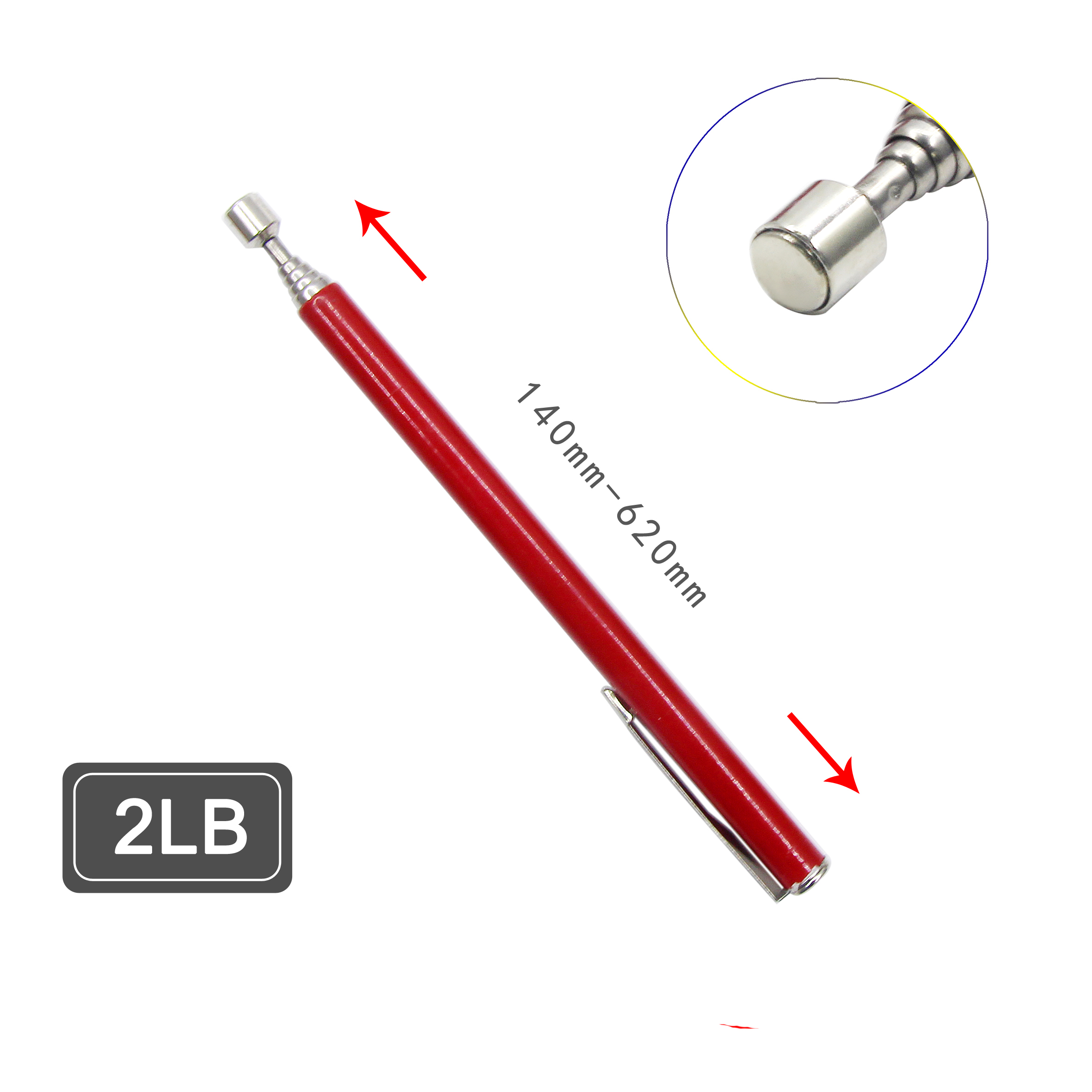 Multiple models Portable Telescopic Magnetic Magnet Pen Handy With LED Tool Capacity For Picking Up Nut Bolt Extendable: Red
