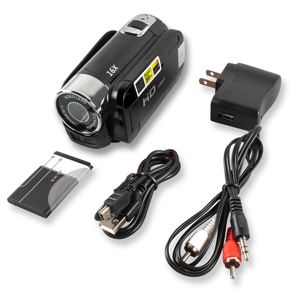 IN STOCK ! Full HD 1080P Video Camera Digital Camcorder High Definition ABS FHD DV Cameras with USB Cable: Black