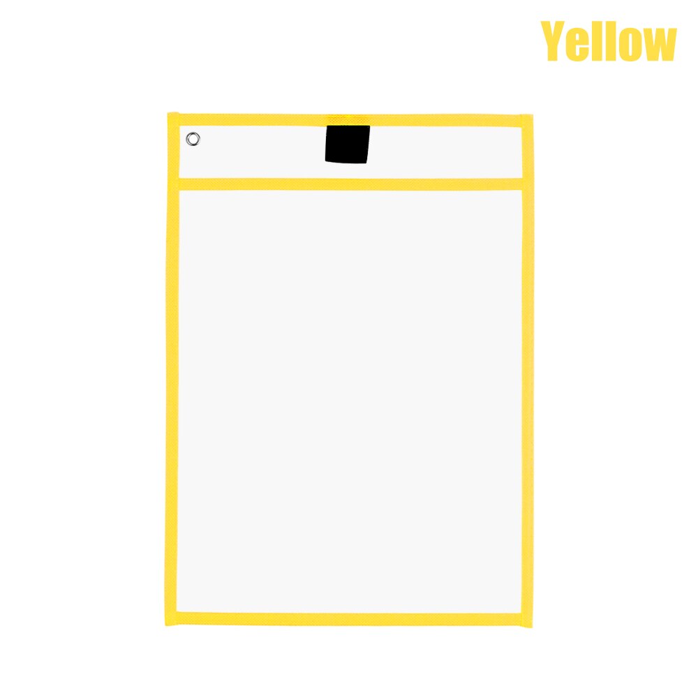 Reusable Dry Erasable Pockets Transparent Write And Wipe Drawing Board Dry Brush Bag File Pocket For Teaching Kids Pastels: Yellow
