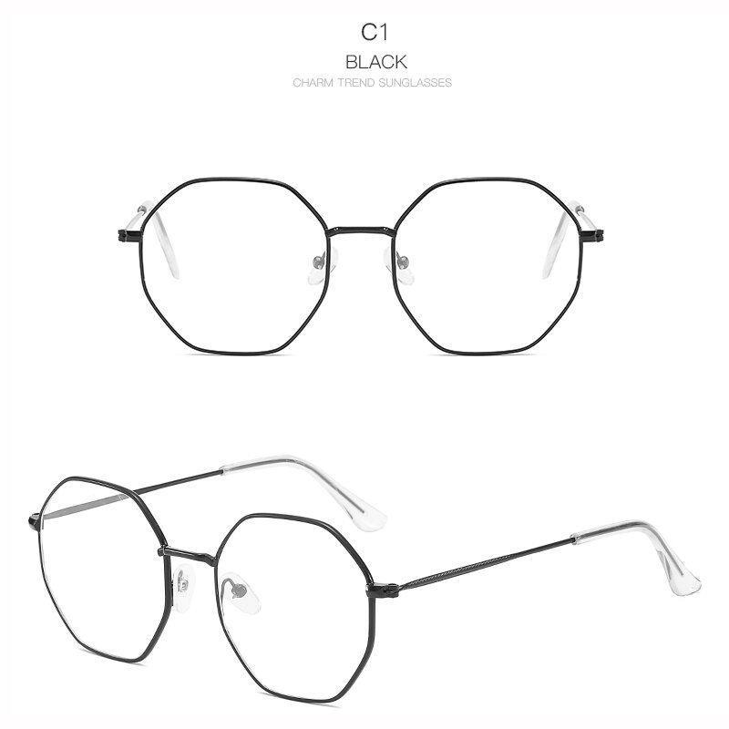 Hombres Vintage Anti-Luz Azul hexagonal gafas lentes de mujeres miopía óptica espejo Metal Simple Anti-azul gafas transparentes marcos: 2-BLS309-C1