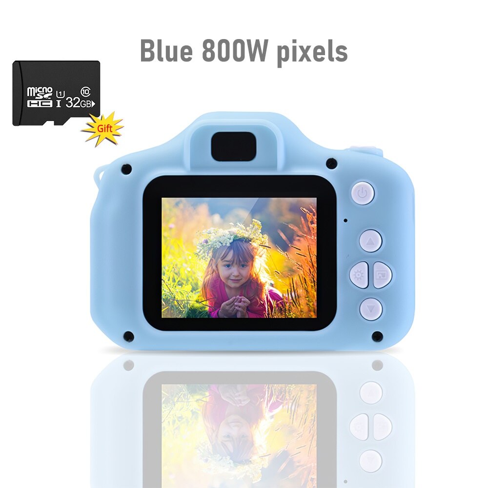 TRAVOR – Mini appareil Photo numérique HD 1080P pour enfants, jouets pour enfants, caméscope vidéo DV, , carte TF de 32 go: Blue 800W pixels