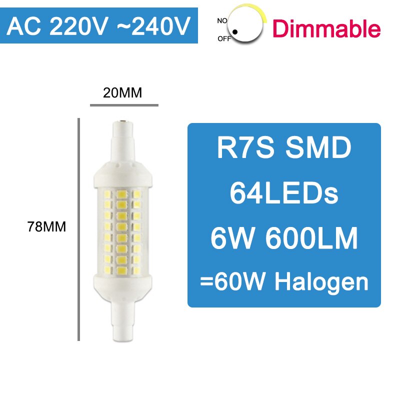 R7S Led Lamp COB Glas Spot Light led Lamp 78mm 6W 118mm 15W Vervangen Halogeen AC 110V 220V 50W 100W Schijnwerper Spot Light lamp