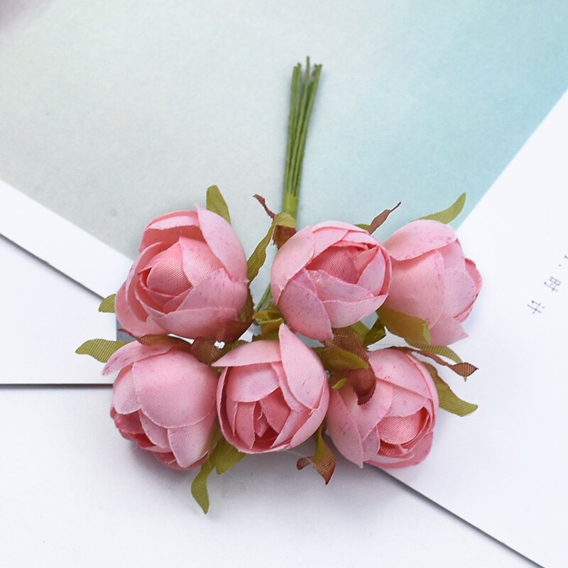 6 stykker dekorative blomster kranse kunstige blomster vaser til dekoration gør-det-selv bryllup dekoration boligdekoration tilbehør: 3