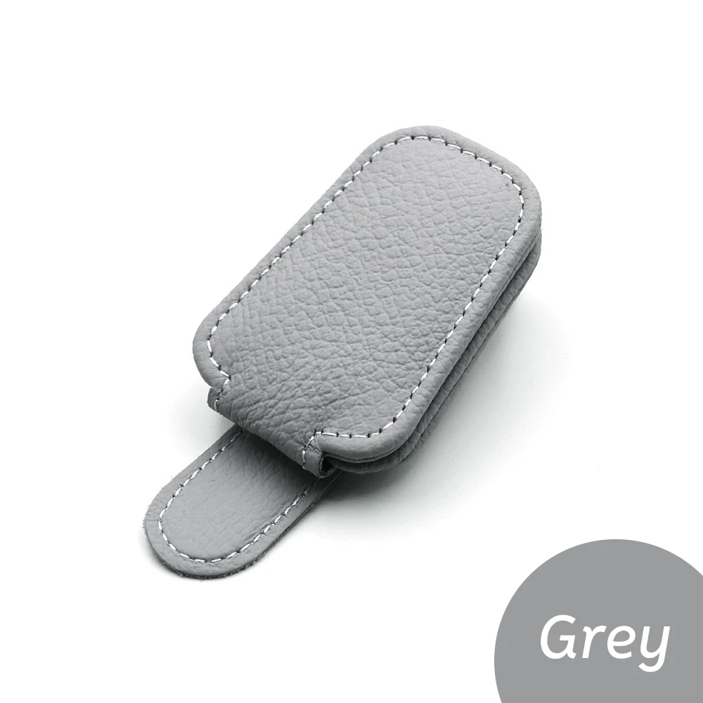 Pince à lunettes magnétique multifonction pour pare-soleil de voiture, pince à lunettes en cuir, porte-lunettes de soleil, cintre universel, accessoires intérieurs: GRIS