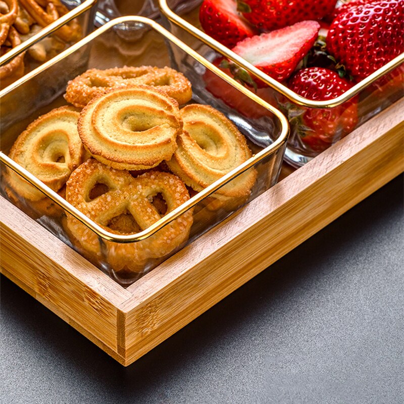 Modern Living Room Snack Bowl glass Double Layers Snack Storage Box Bowl Lazy Fruit Plate Bowl