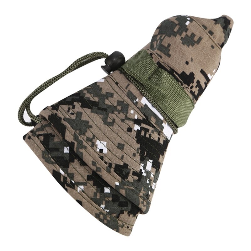Verstelbare Packable Opvouwbare Zonnescherm Emmer Hoed Casual Stijl Katoen Blend Visser Zon Cap Met Kinband Vissen Cap