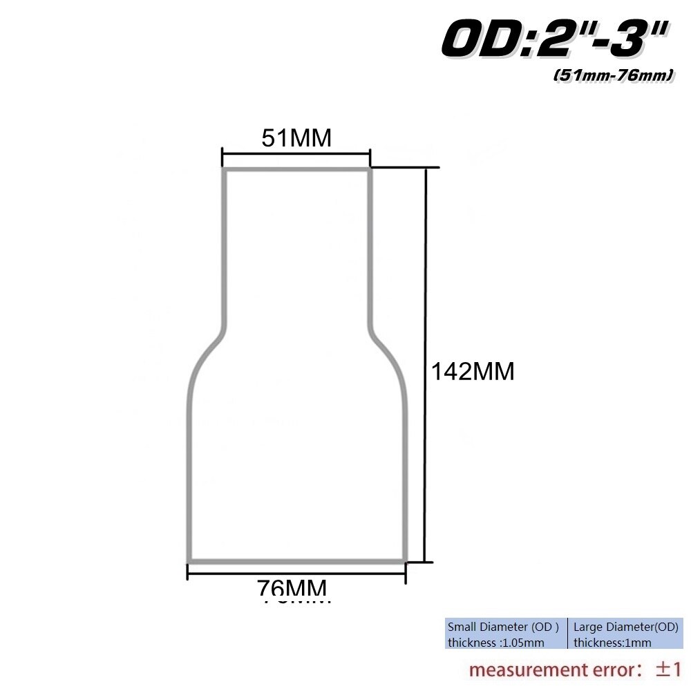 Od: 2 "2.25'' 2.75 ''3'' 3.5 ''Roestvrij Tapered Standaard Uitlaat Reducer Connector Buis AF-BJ: OD 51-76MM