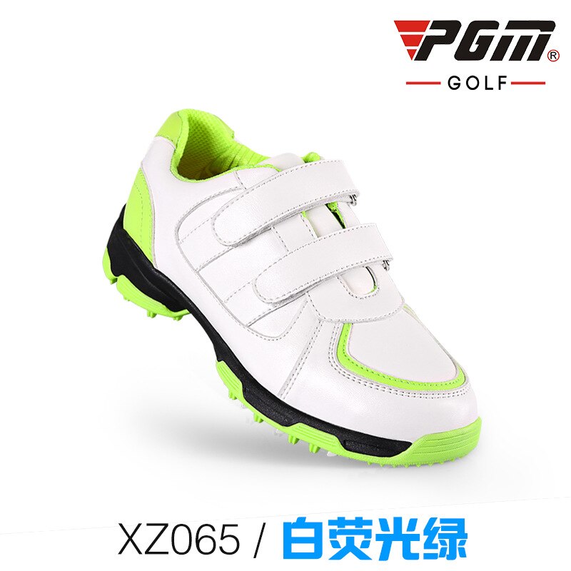 PGM freundlicher Golf Schuhe Mädchen Jungen Anti-Schleudern Atmungsaktive und wasserdichte Außen freundlicher Turnschuhe Sport Schuhe XZ065: Weiß Grün / 34