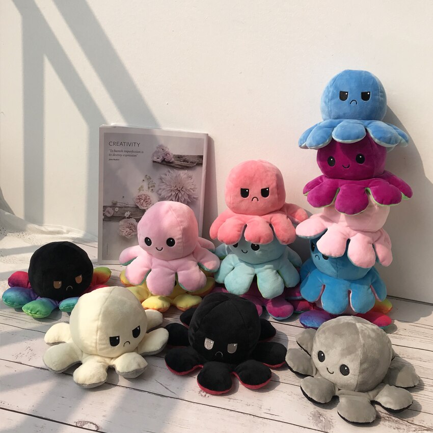 Octopus Reversibile Della Bambola Della Peluche Doppio-sided Vibrazione Reversibile Farcito Peluche Bambola Giocattolo Per Bambini Ragazze Bambola Decorazione Della Casa