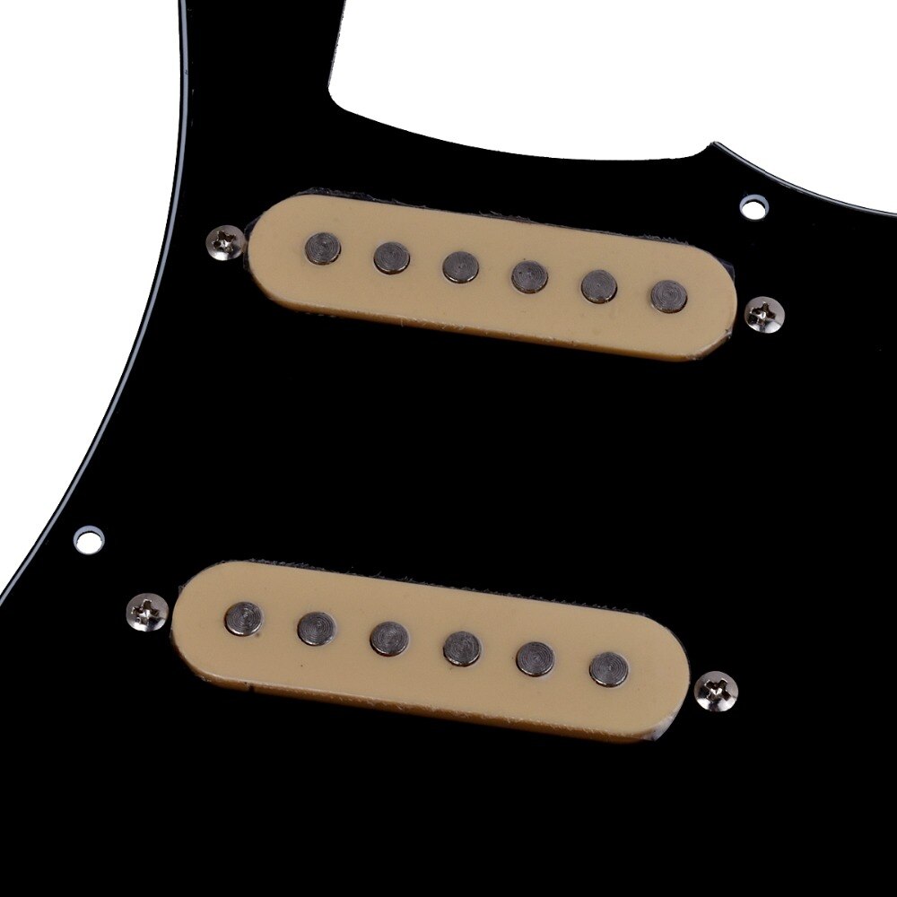 Kmise Electric Guitar Loaded Pickguard Scratch Plate for Fender Strat Parts 3 Ply SSS Black