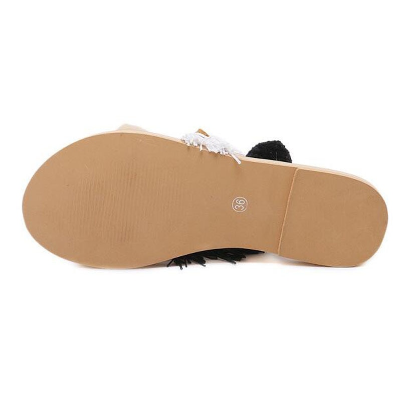 Pom Pom Gladiator Bohemia Sandals Women Lace up Knee High Flat Sandal Women Shoe Summer Apricot M999-17