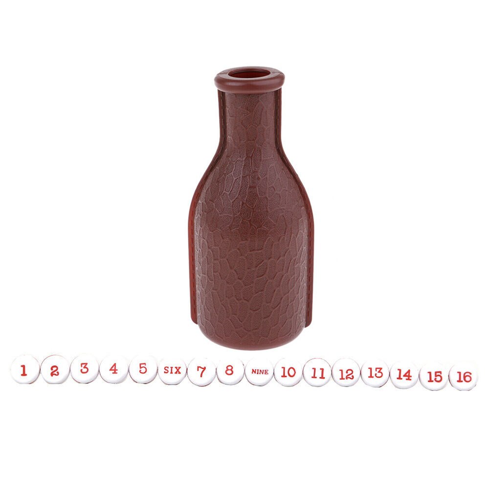 17pcs/set Billiard Game Kelly Pool Shaker Bottle with Standard set of 16 Numbered Tally Balls Peas Billiard Accessories: Brown