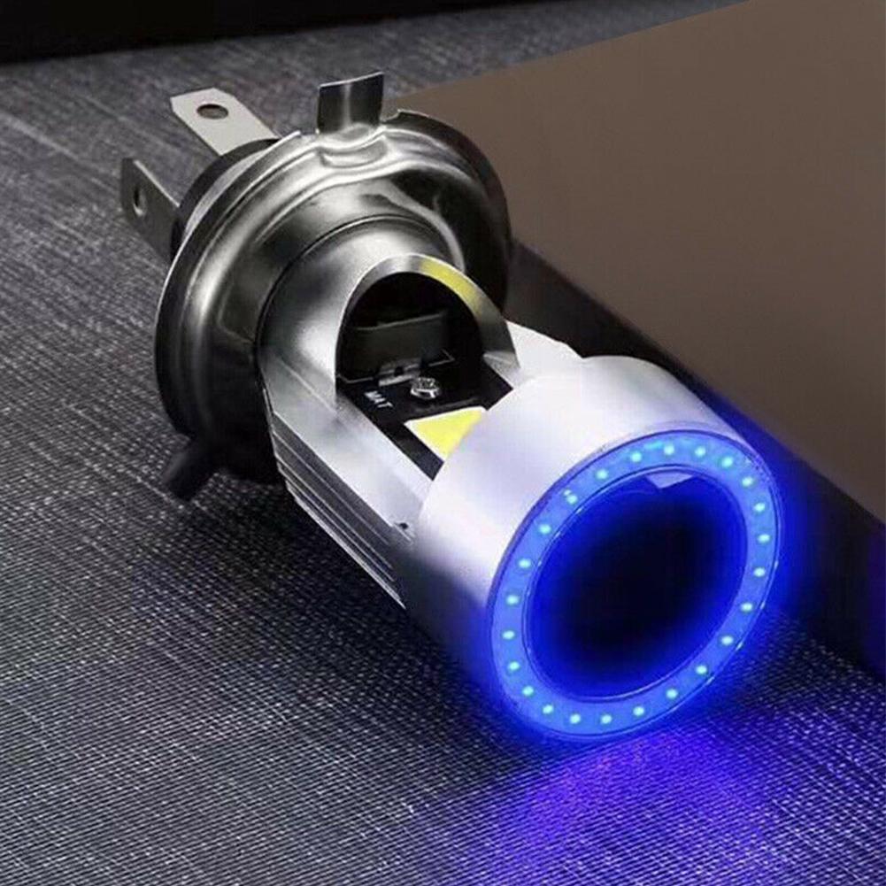 Faro LED para motocicleta, Bombilla azul Angel Eye H4 Ba20d, DRL H6, accesorios, faro para Scooter HS1