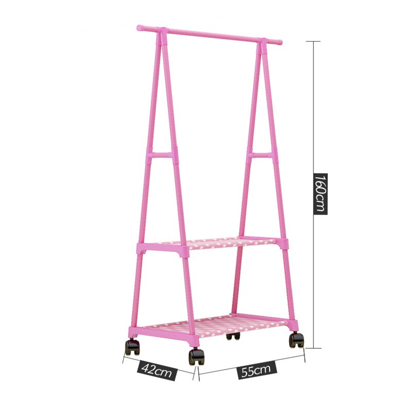 Simple Multi-Function Coat Rack Floor Standing Triangle Clothes Hanger with Wheels Storage Rack for Bedroom Wardrobe Hangers