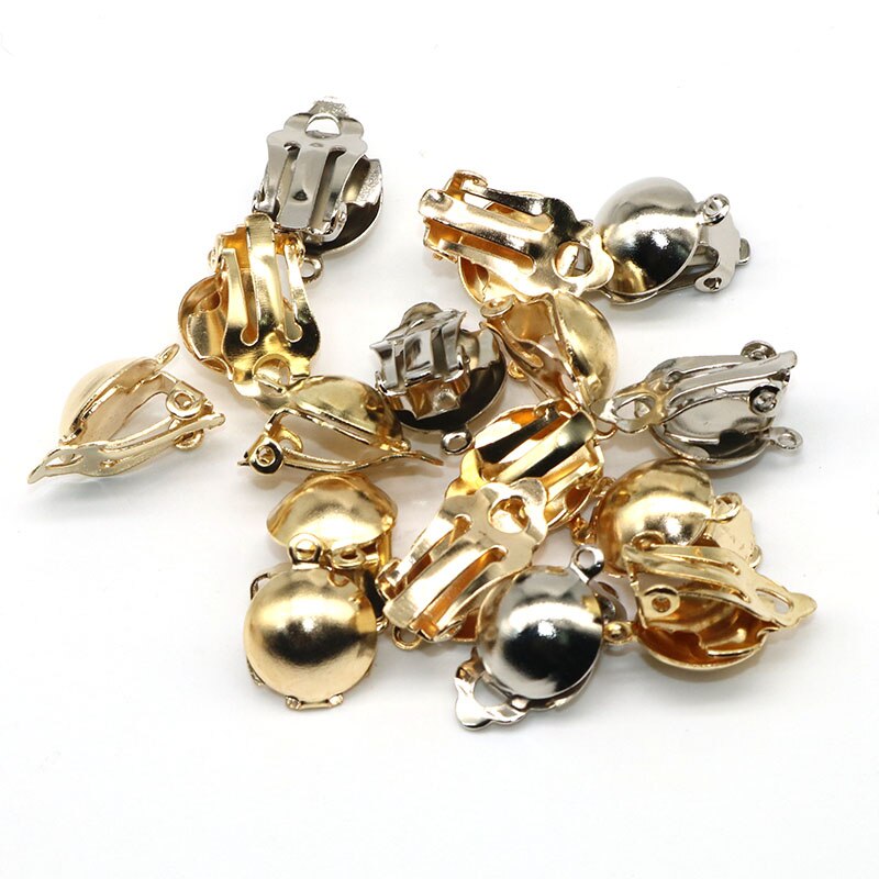 20pcs/lot 12mm Earring Diy Ear Accessories Clip On Earring Flat Silver Color Loop Clasps Clamps Connector Jewelry Making: Mixed color