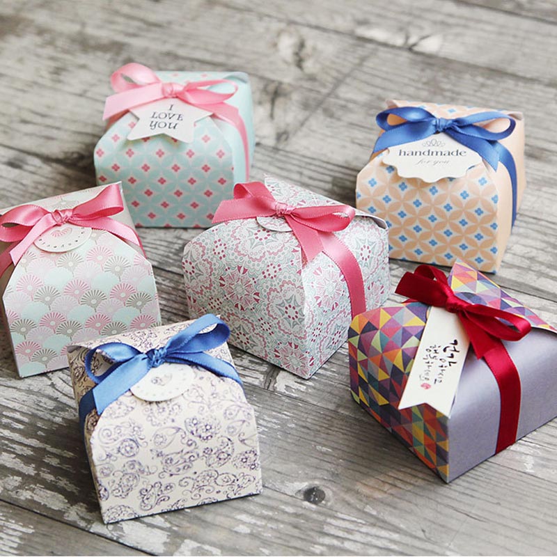 Prezent na imprezę słodkie pudełka na upominki weselne na cukierki ciasto czekoladowe torby Bonbonniere pudełka na kwiatki pudełko opakowanie Boite Dragees