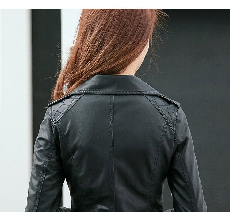 Women's Spring Coat PU Leather Jacket Motorcycle Black Short Basic Faux Leather Jackets Women chaquetas invierno mujer 116