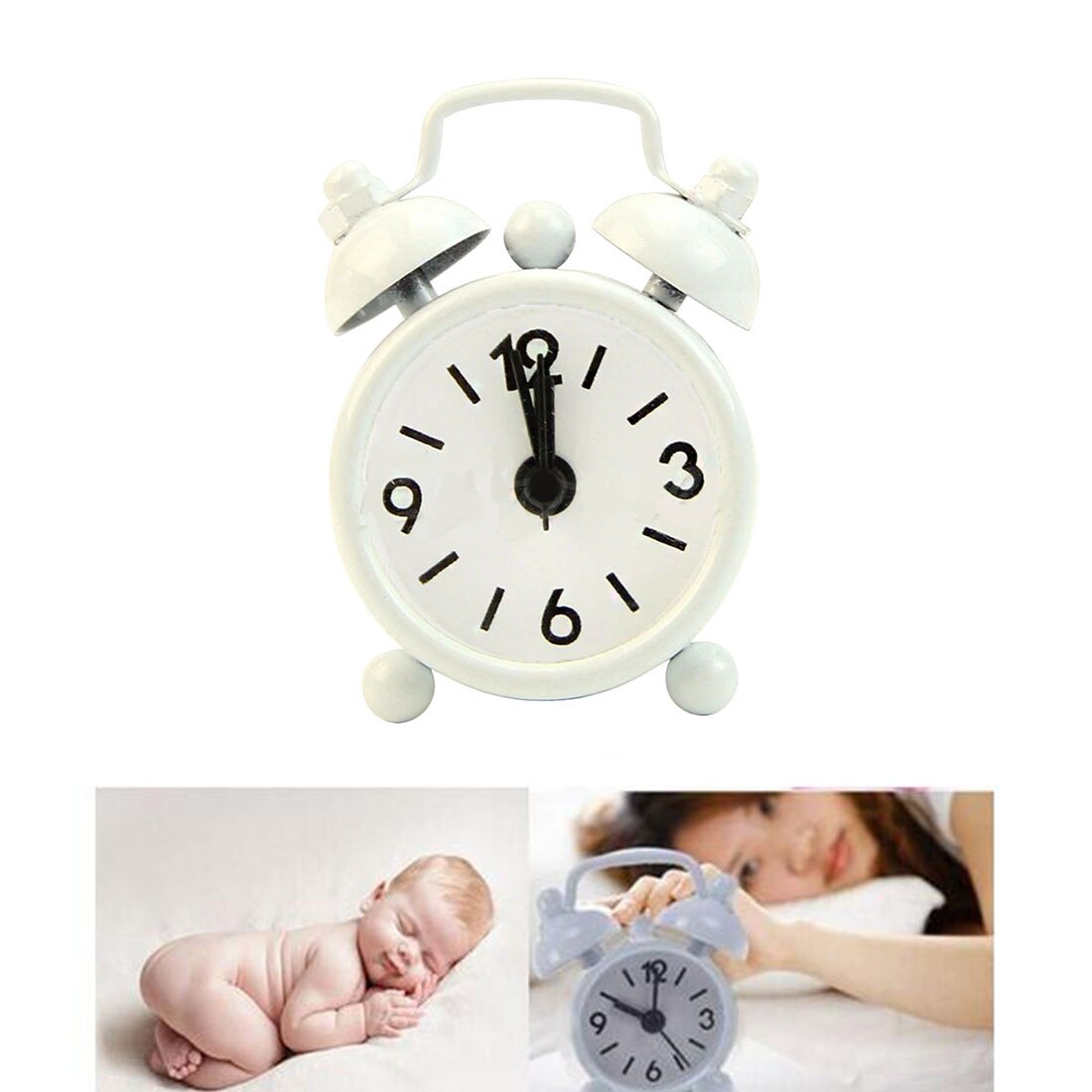 Mini reloj despertador Retro portátil de dibujos animados, reloj de escritorio con doble campana redonda, reloj Digital de mesa, decoración del hogar