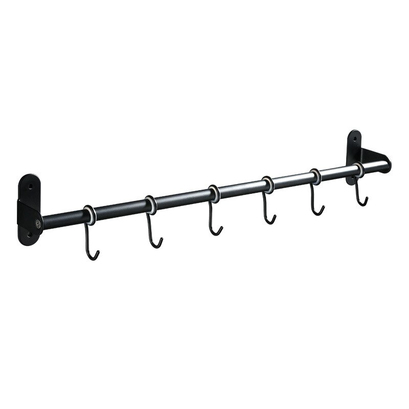 Kitchen Wall Mounted Stainless Steel Rack Rail for Hanging Knives, Pot and Pan with 6 Removable Hooks