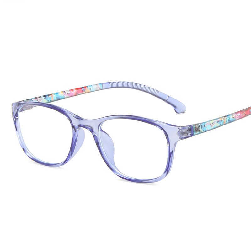 Seemfly oval ramme kid anti-blå lys briller  tr90 ultralette briller almindeligt spejl dreng pige retro briller ramme beskyttelsesbriller: T7