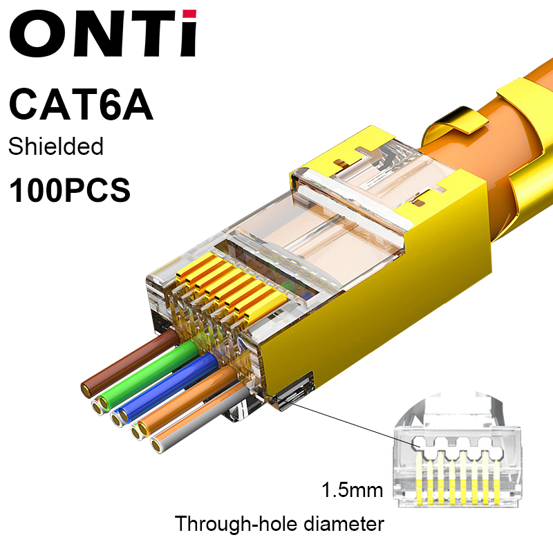 Connecteur ONTi RJ45 Cat7/6/6A/5E, outil de sertissage RJ45 passant à sertir avec lame de rechange dénudeur de câble Ethernet: Ivoire